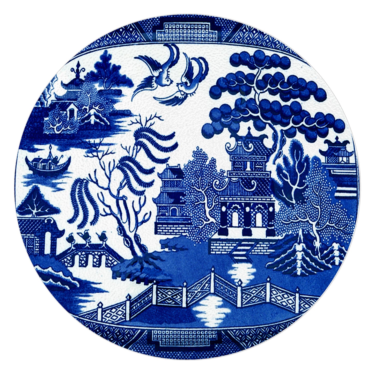 Blue Willow Glass Cutting Board (8" x 11")