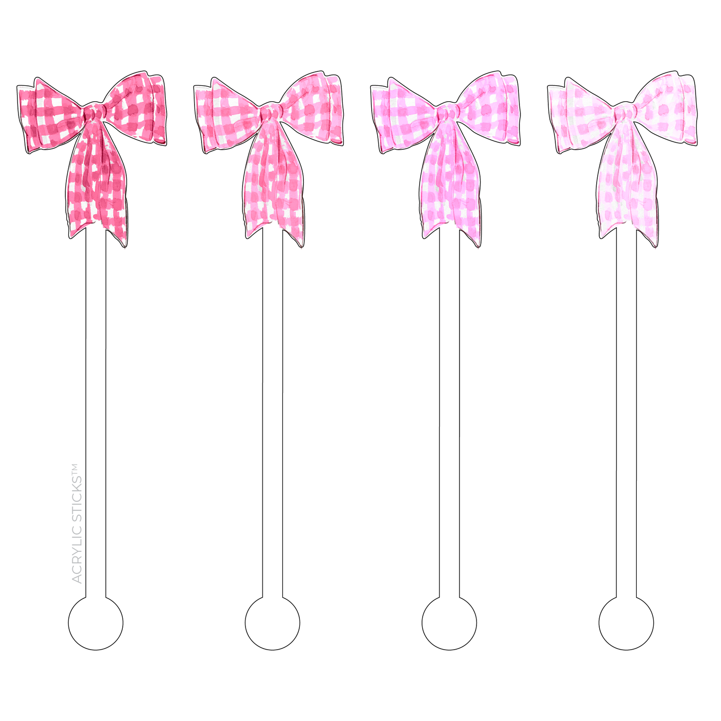 Pink Bow Acrylic Swizzle Sticks