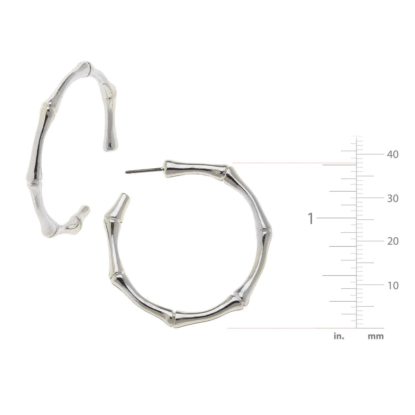 Silver Bamboo Hoop Earrings