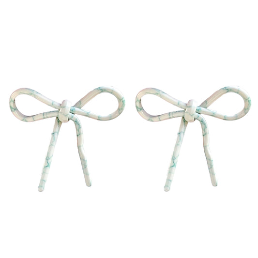 Aqua Bow Earrings