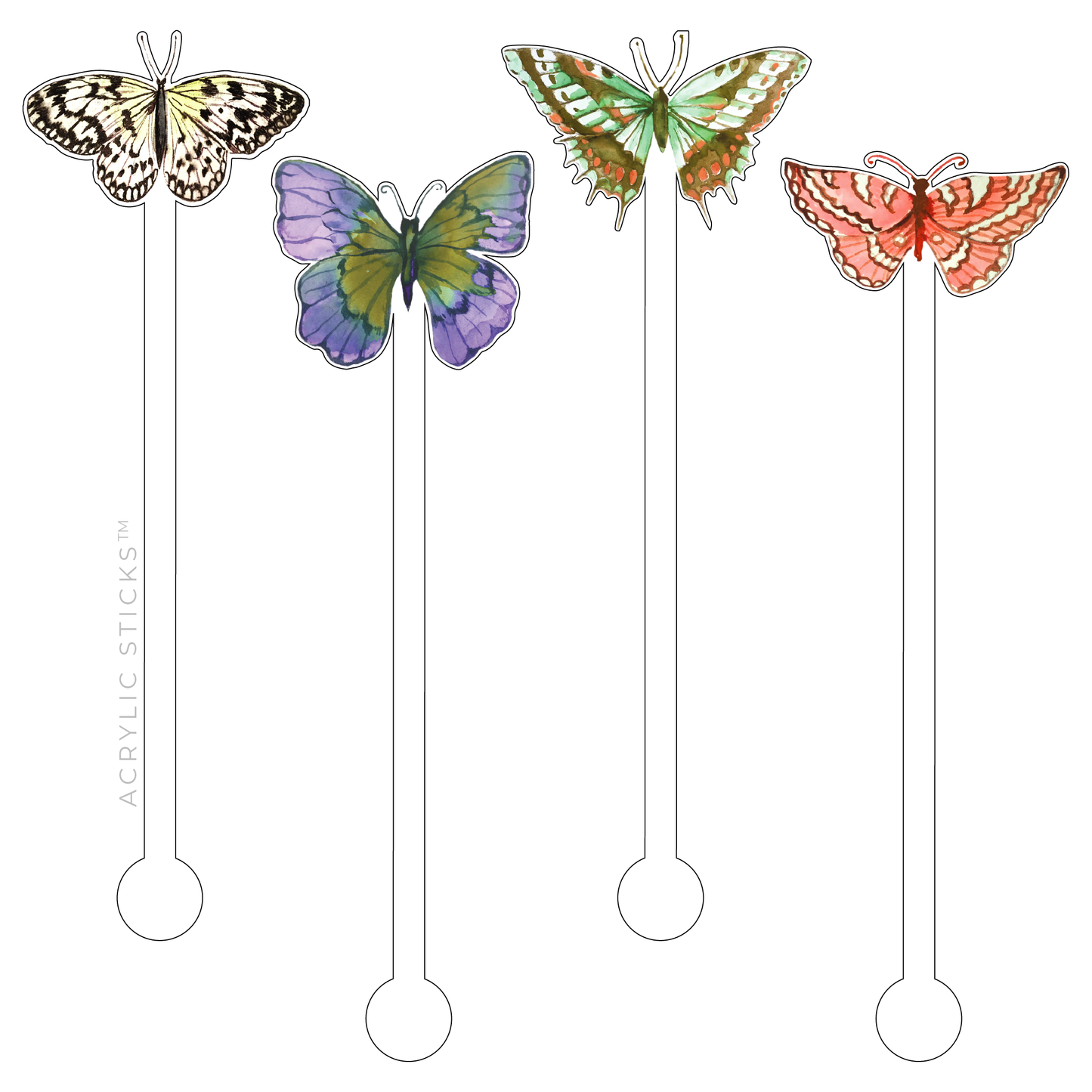 Butterfly Acrylic Swizzle Sticks
