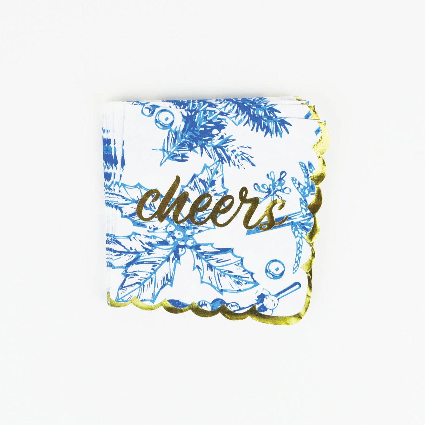 Blue Foliage Beverage Napkin