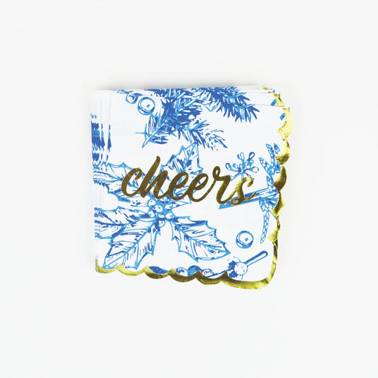Blue Foliage Beverage Napkin