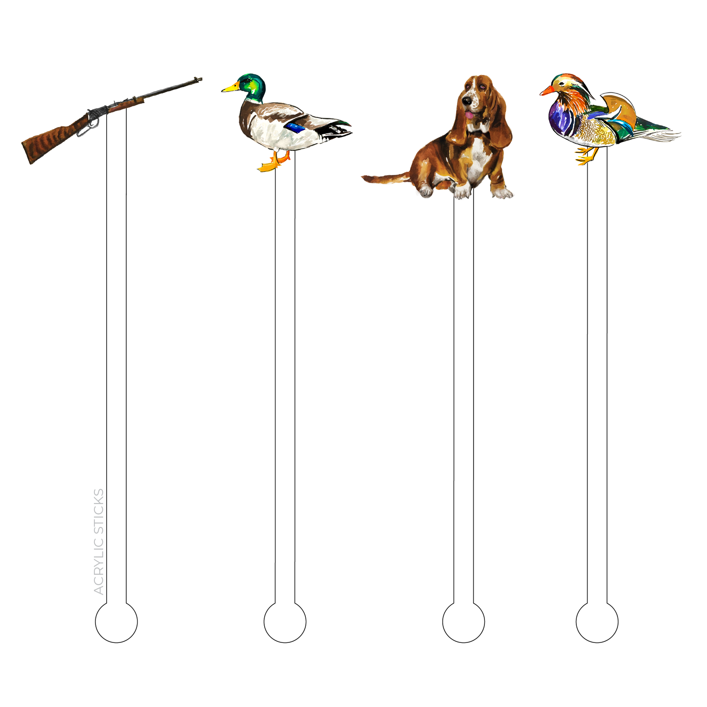 Duck Hunting Acrylic Swizzle Sticks