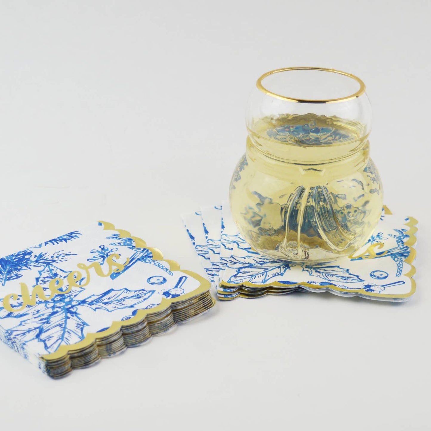 Blue Foliage Beverage Napkin