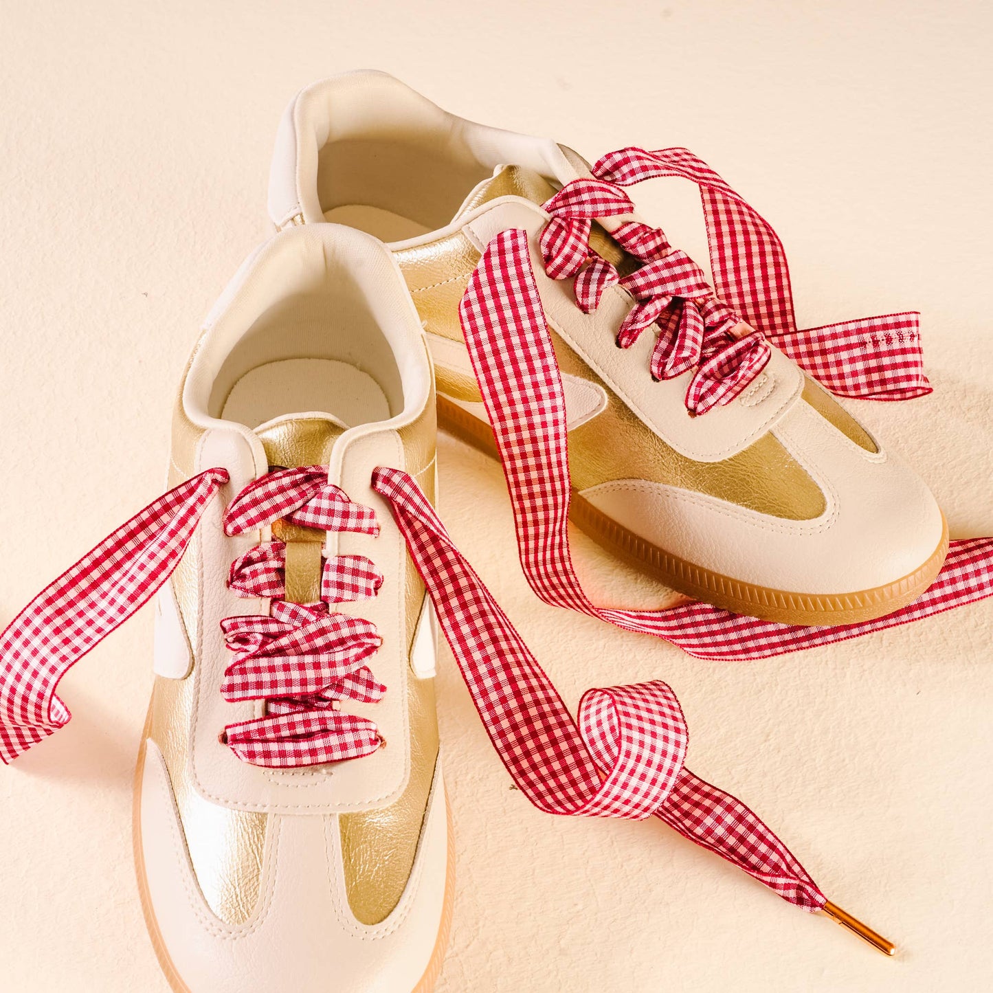 Step It Up Shoelaces-Gingham Red