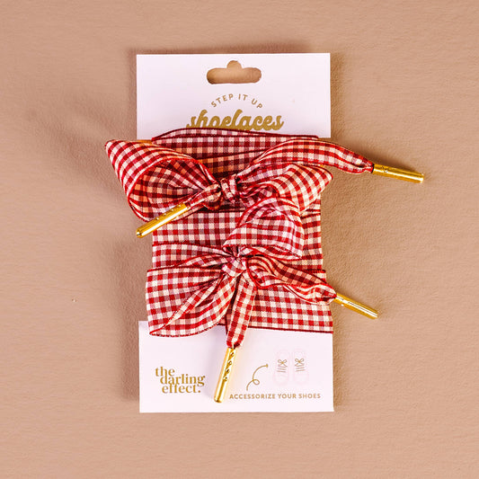 Step It Up Shoelaces-Gingham Red