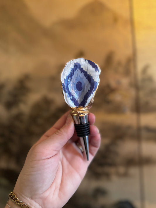 Oyster Wine Stopper: Diamond Ikat