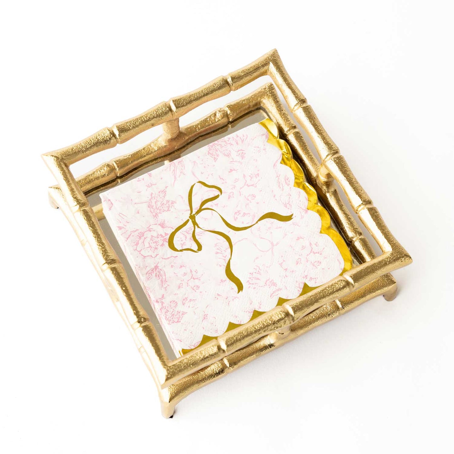 Pink Bow Toile Paper Beverage Napkin