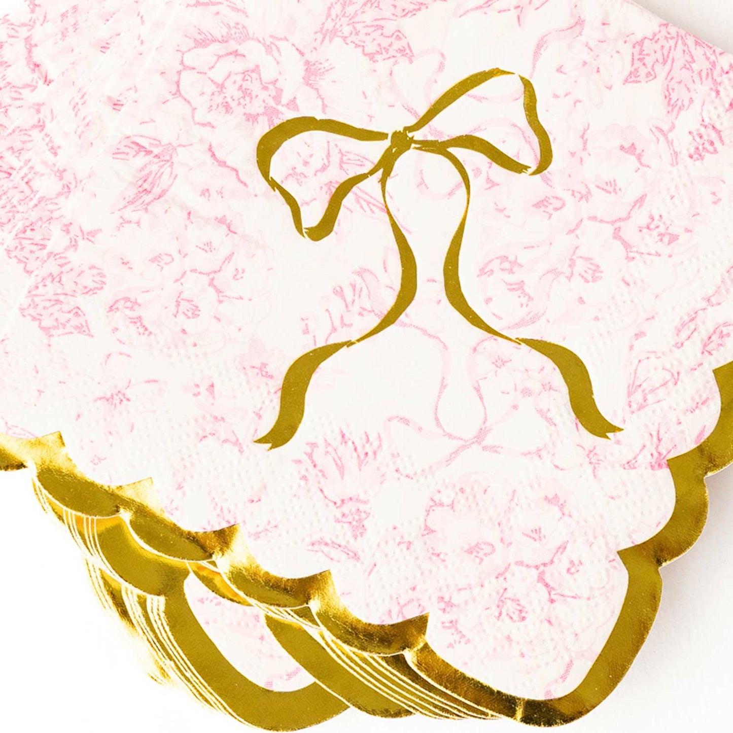Pink Bow Toile Paper Beverage Napkin
