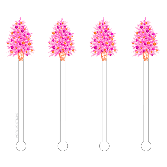 Pink Chinoiserie Acrylic Swizzle Sticks