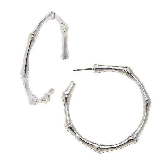 Silver Bamboo Hoop Earrings