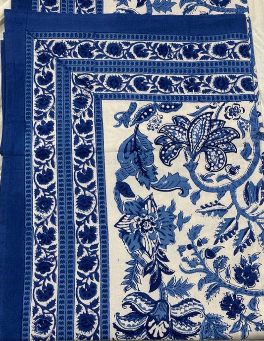 Block Print Tablecloth- Blue & White