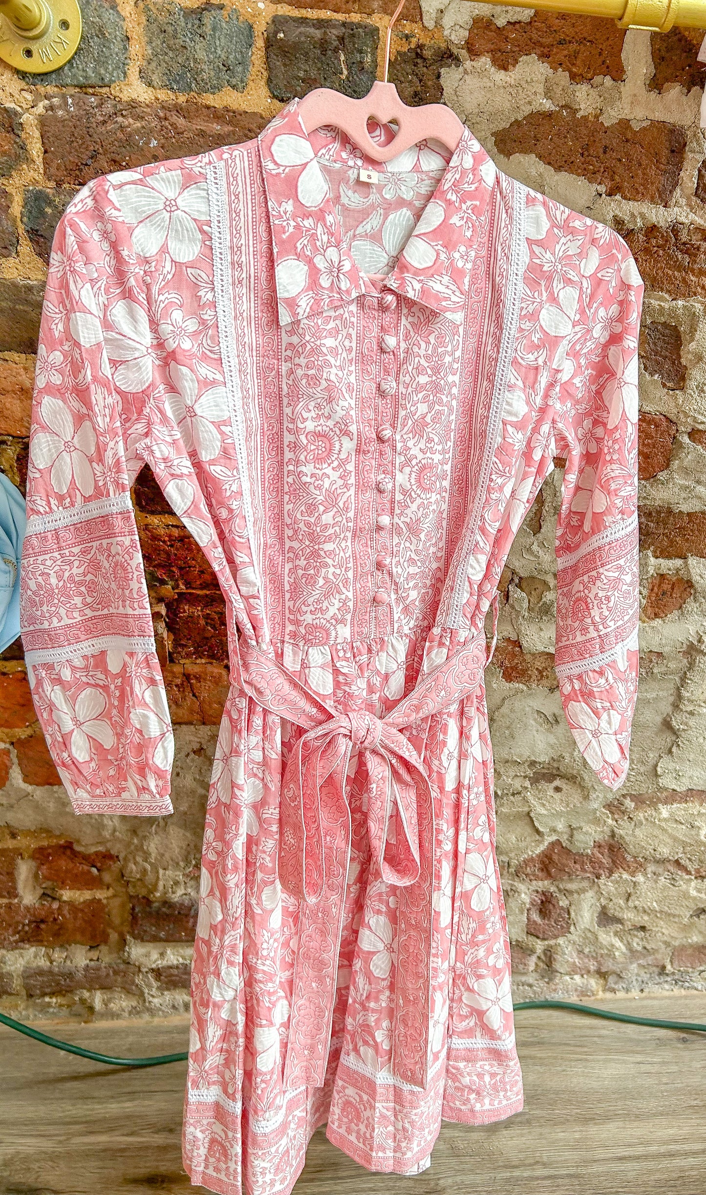 *Preorder* Block Print Dress: Short Pink