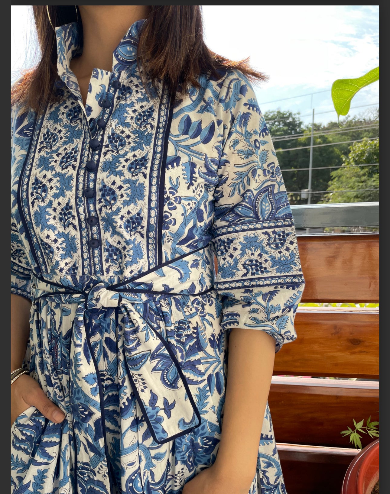 *Preorder* Block Print Dress: Navy Blue