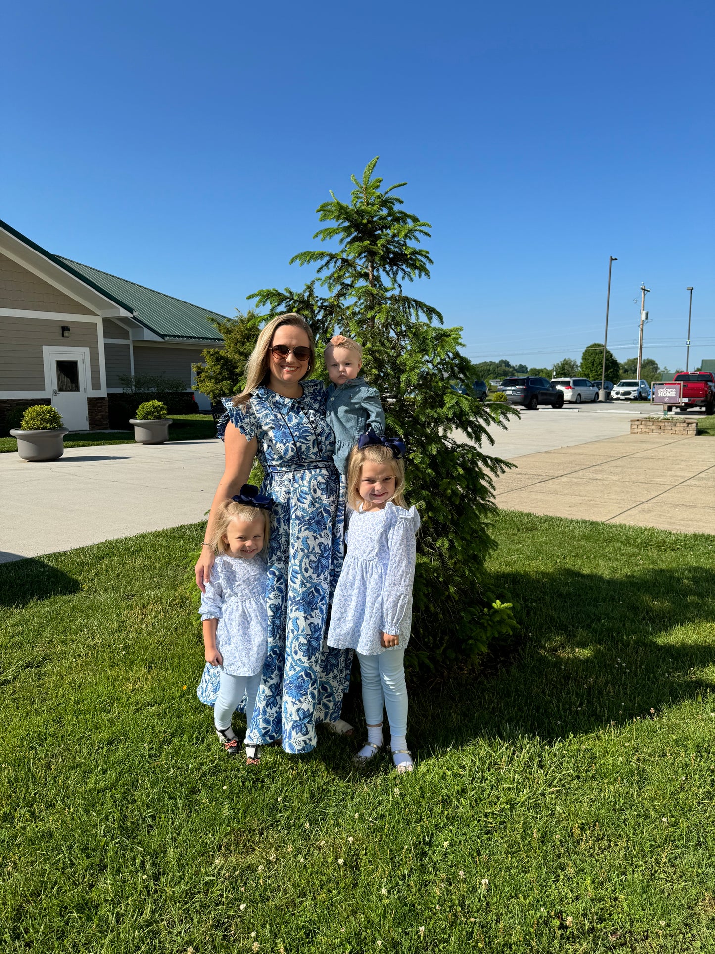*Preorder* Block Print Dress: Navy Flutter Sleeve