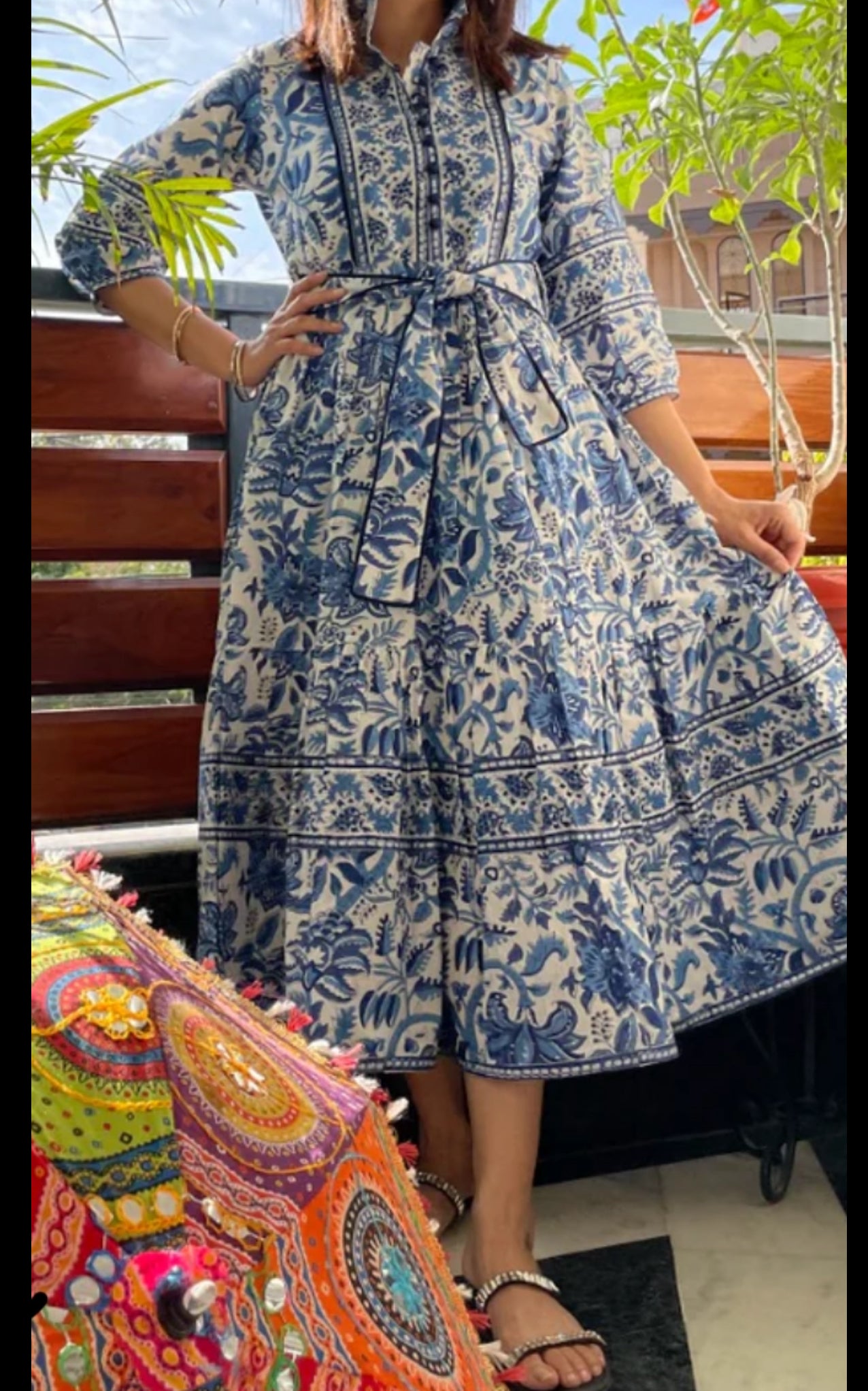 *Preorder* Block Print Dress: Navy Blue