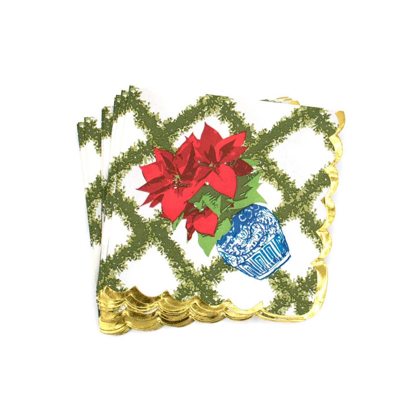 Poinsettias Paper Beverage Napkin