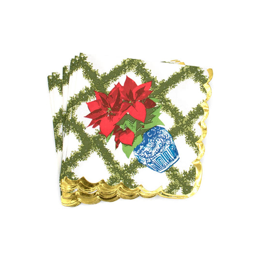 Poinsettias Paper Beverage Napkin