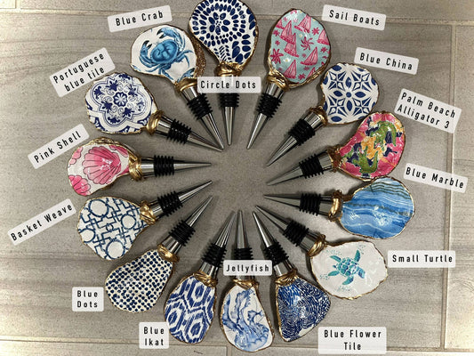 Oyster Wine Stopper: Diamond Ikat