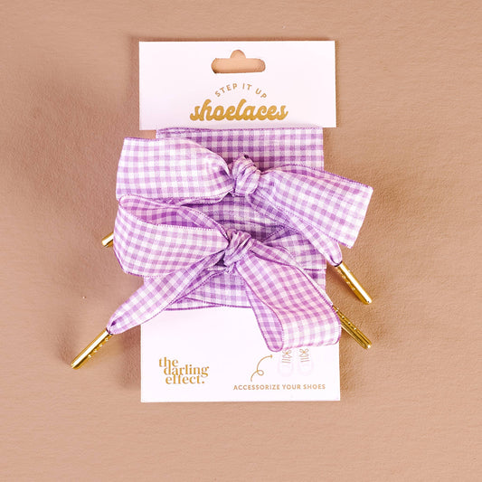 Step It Up Shoelaces-Gingham Purple