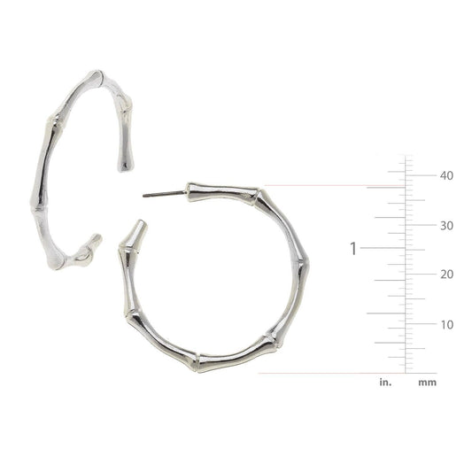 Silver Bamboo Hoop Earrings