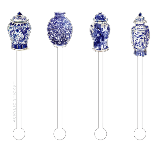 Blue & White Acrylic Swizzle Sticks