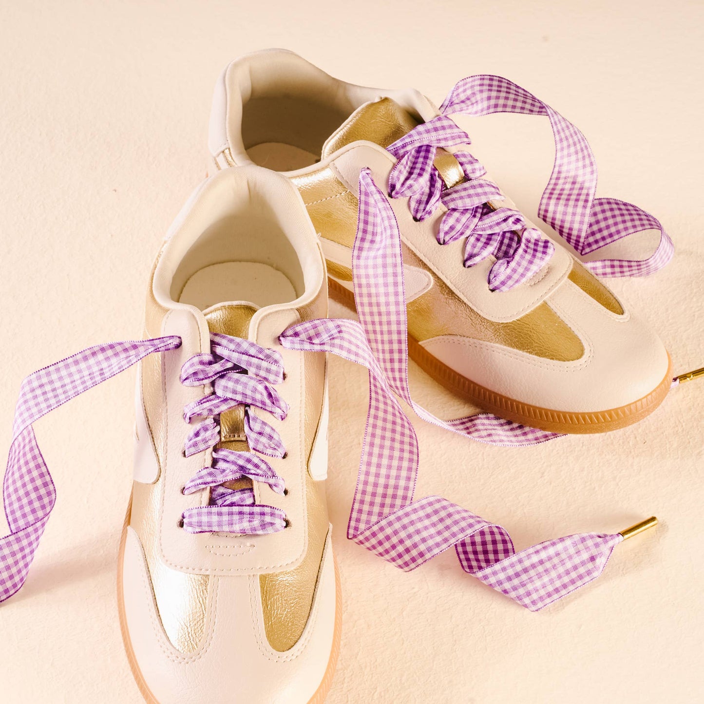 Step It Up Shoelaces-Gingham Purple