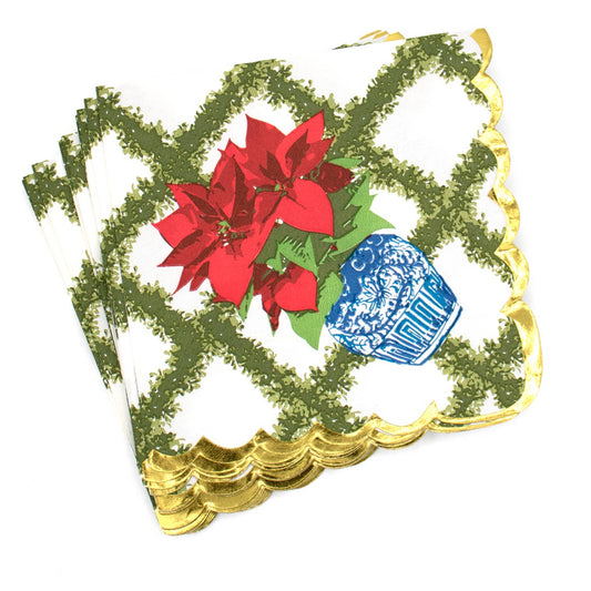 Poinsettias Paper Beverage Napkin