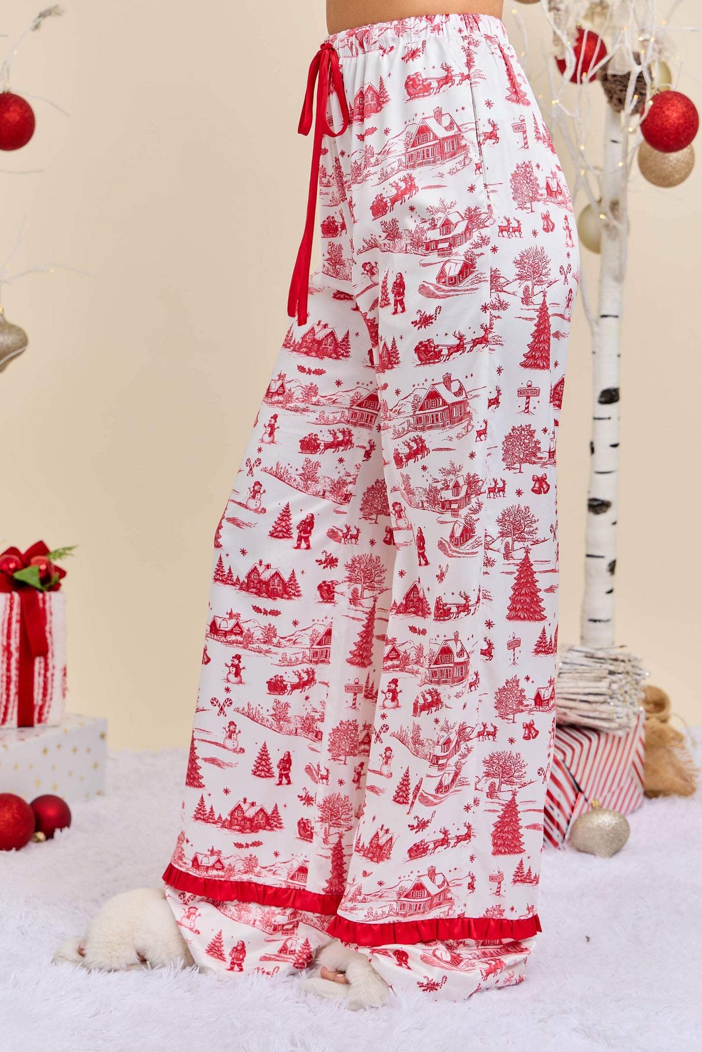 Satin Christams Jammies- Red