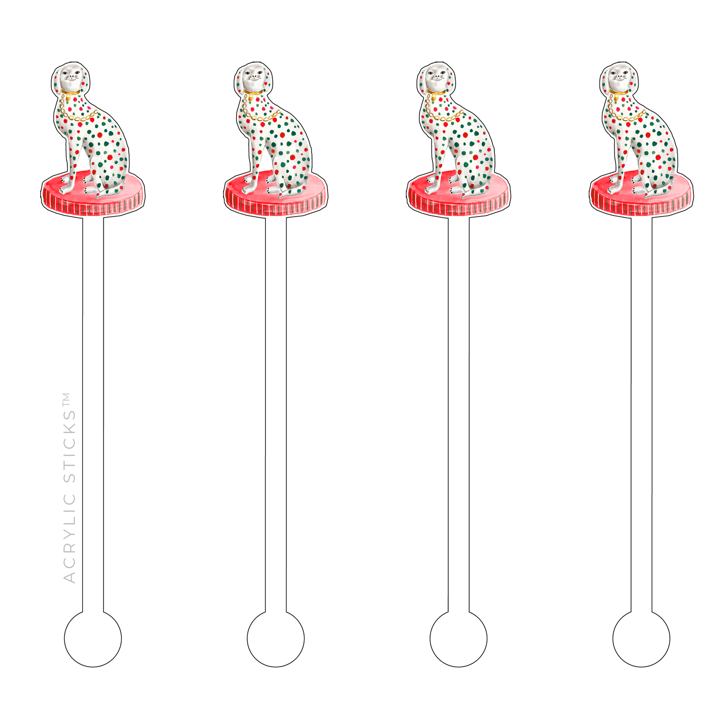 Spotted Staffie Acrylic Swizzle Sticks
