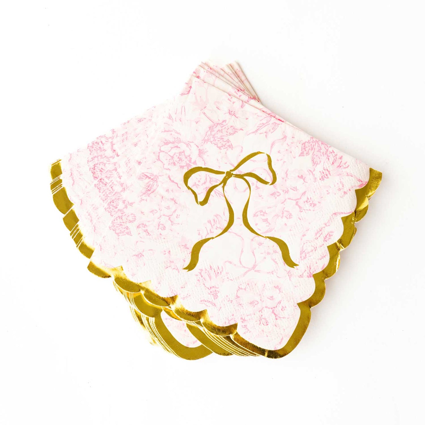 Pink Bow Toile Paper Beverage Napkin