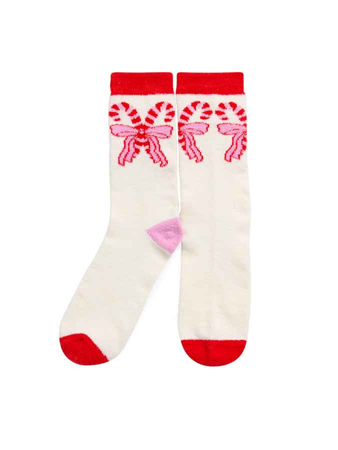 Candy Cane Bow Socks