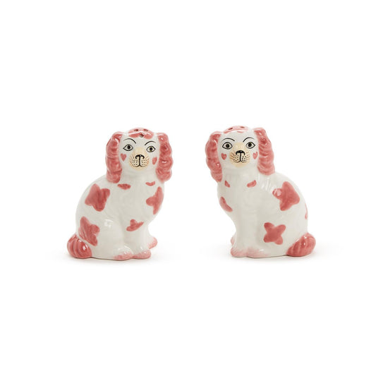Staffordshire Salt & Pepper Shaker Pink Pups