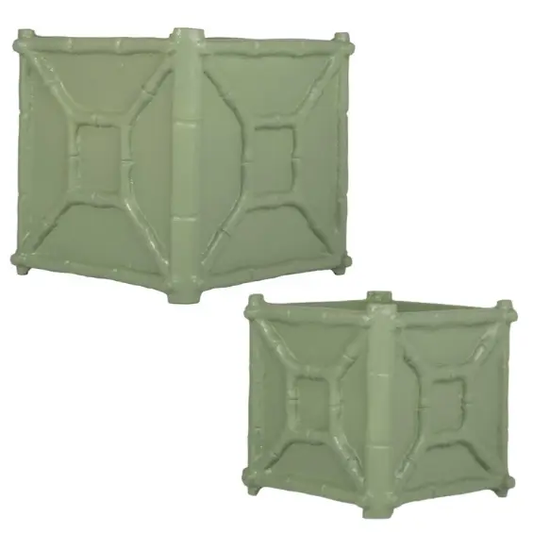 PREORDER Faux Bamboo Planter: Green